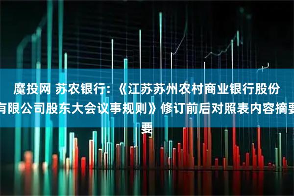 魔投网 苏农银行: 《江苏苏州农村商业银行股份有限公司股东大会议事规则》修订前后对照表内容摘要